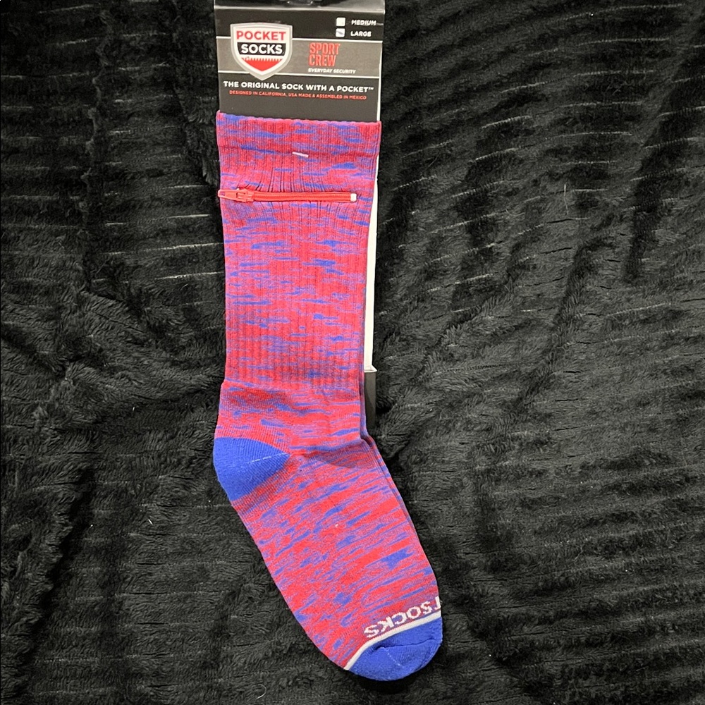 Men's Pocket Socks Red and Blue Crew Socks
